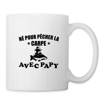 Né pour pêcher la carpe avec papy t-shirt bébé - Mug blanc - blanc - Droite