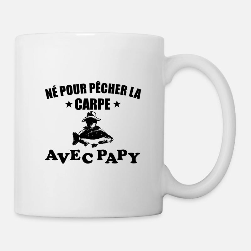 Né pour pêcher la carpe avec papy t-shirt bébé - Mug blanc - blanc