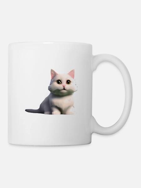 weiße Mietzekatze - Tasse - Weiß