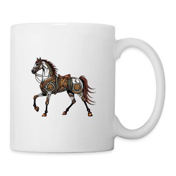 Steampunk-Pferd - Tasse - Weiß - Rechts