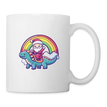 Dinosaure stégosaure Père Noël Arc-en-ciel - Mug blanc - blanc - Droite