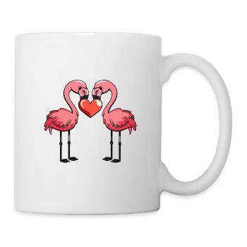 Couple de flamants roses d’amour Oiseau Saint-Valentin - Mug blanc - blanc - Droite