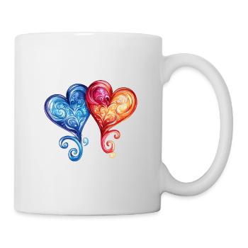 Herzen Liebe Ornamente Hochzeit - Tasse - Weiß - Rechts