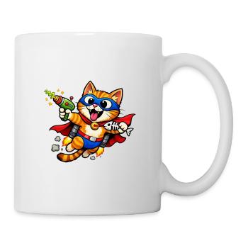 Superheldenkatze im Flug - Tasse - Weiß - Rechts