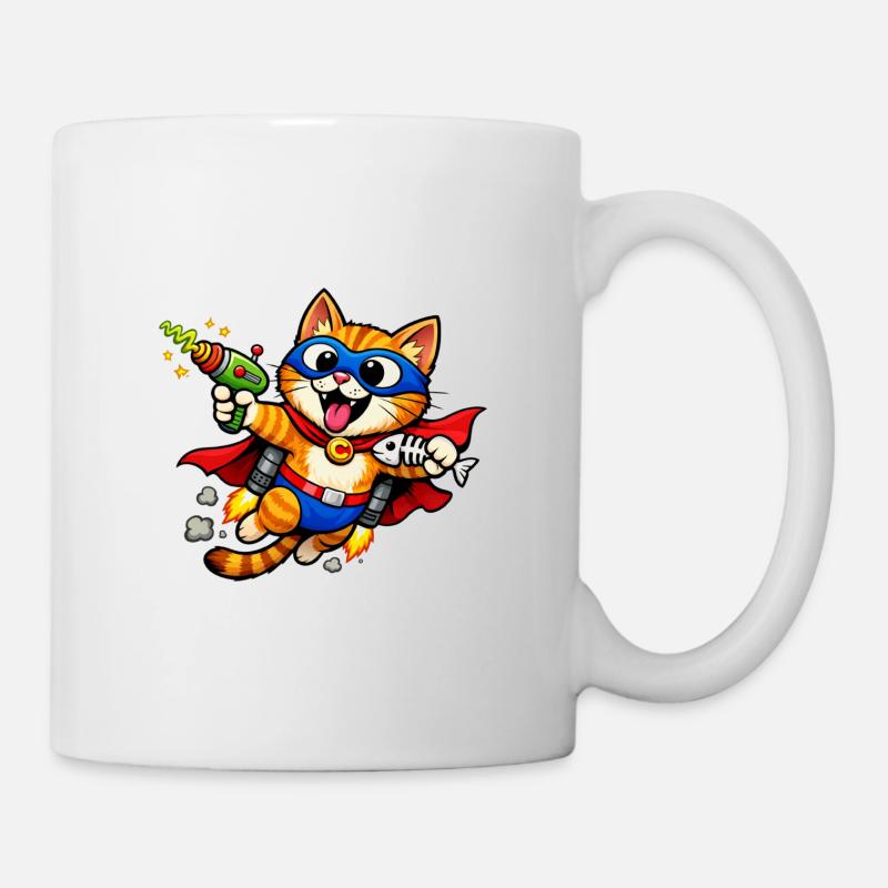 Superhero cat in flight - Mug - white