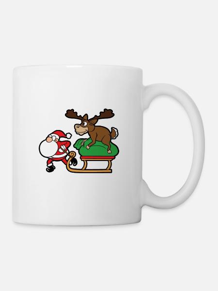 Weihnachtsmann Rentier - Tasse - Weiß