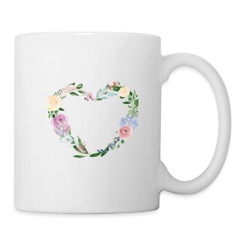 Herz Botanik Blumen personalisierbar - Tasse - Weiß - Rechts