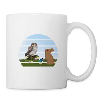 Owl Bird Rabbit Easter Spring Easter - Mug - white - Right
