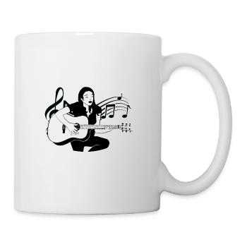 Classical folk guitarist plays guitar notes - Mug - white - Right