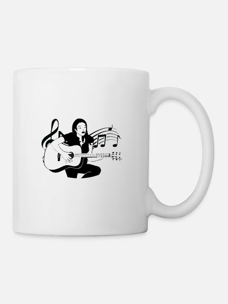 Classical folk guitarist plays guitar notes - Mug - white