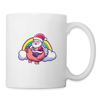 Huhn Weihnachtsmann Regenbogen - Tasse - Weiß - Rechts