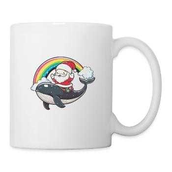 Wal Weihnachtsmann Regenbogen - Tasse - Weiß - Rechts