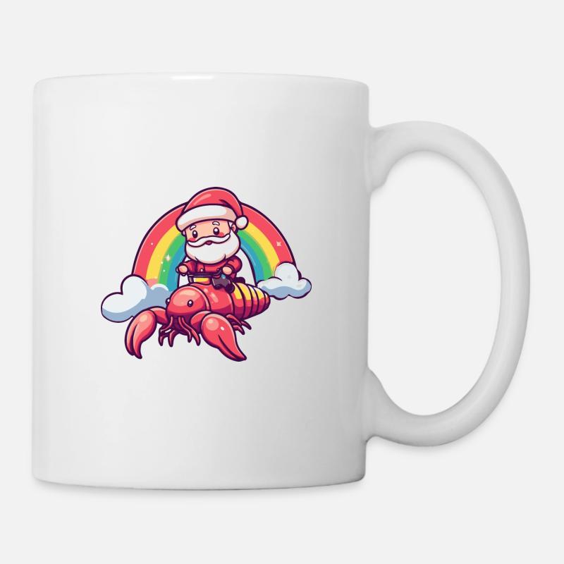 Crabe homard Père Noël Arc-en-ciel - Mug blanc - blanc