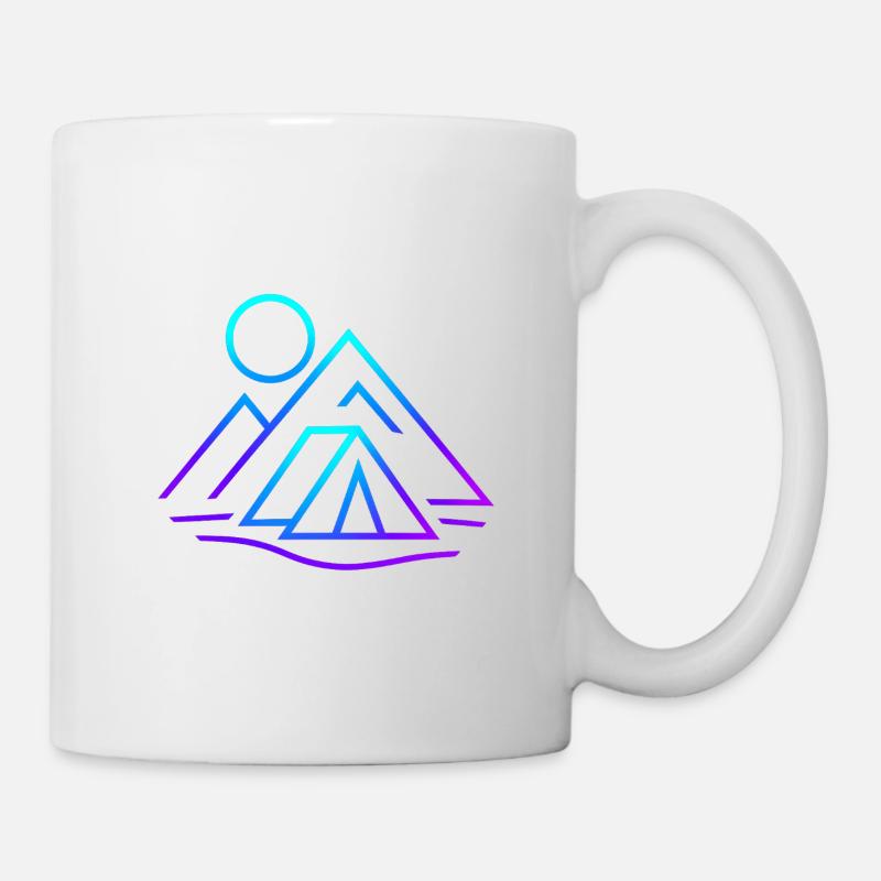 Futuristische Berg- und Campinglandschaft - Tasse - Weiß