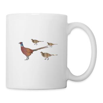 Photo de famille de faisan dessin - Mug blanc - blanc - Droite