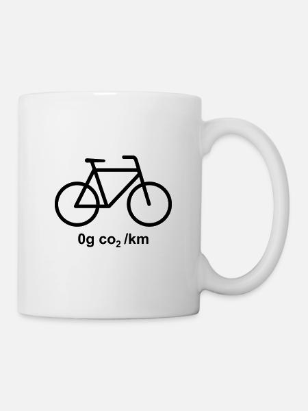 Radfahren - 0 g CO2 / km - lass uns grün sein - Tasse - Weiß