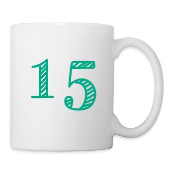 15 JAHRE. 15-jähriges JUBILÄUM. GEBURTSTAG 15 JAHRE. 15 - Tasse - Weiß - Rechts