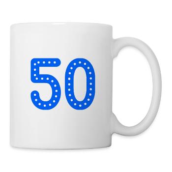 50 JAHRE. 50-jähriges JUBILÄUM. JUBILÄUM 50 JAHRE. 50 - Tasse - Weiß - Rechts