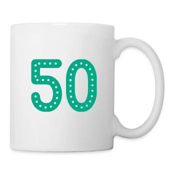 50 JAHRE. 50-jähriges JUBILÄUM. JUBILÄUM 50 JAHRE. 50 - Tasse - Weiß - Rechts