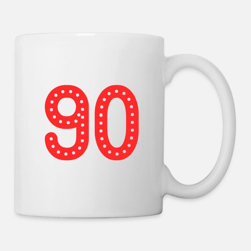 90 ANS. 90e ANNIVERSAIRE. ANNIVERSAIRE 90 ANS. 90 - Mug blanc - blanc
