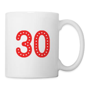30 JAHRE. 30-jähriges JUBILÄUM. JUBILÄUM 30 JAHRE. 30 - Tasse - Weiß - Rechts