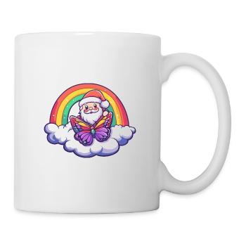 Schmetterling Weihnachtsmann Regenbogen - Tasse - Weiß - Rechts