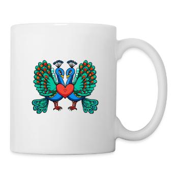 Pfau Vogel Paar Liebe - Tasse - Weiß - Rechts