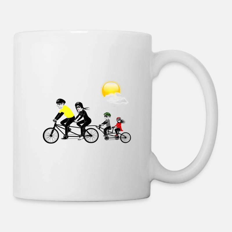 Famille à vélo - Mug blanc - blanc