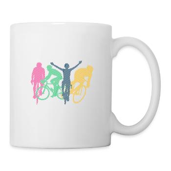 Fahrrad Fahrradfahren Radfahrer Bunt Figuren - Tasse - Weiß - Rechts