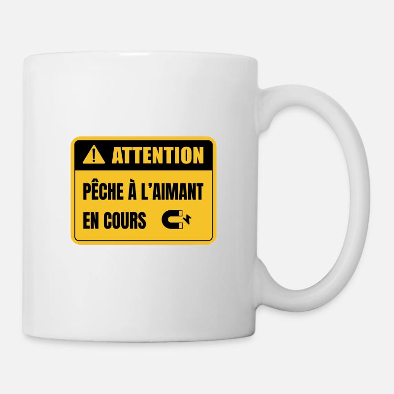 Pêche à l'aimant en cours - cadeau pêcheur aimant - Mug blanc - blanc