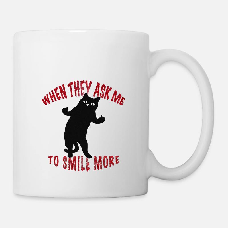 Böse Katze lustiger Spruch Mittelfinger - Tasse - Weiß