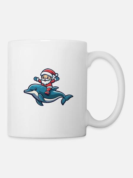 Delfin Weihnachtsmann - Tasse - Weiß