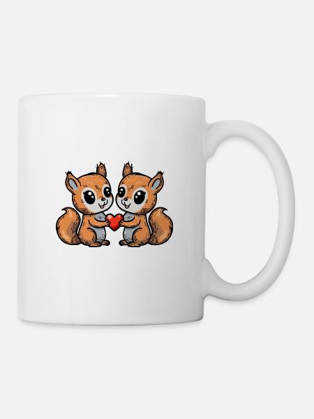 Eichhörnchen Paar Valentinstag - Tasse - Weiß