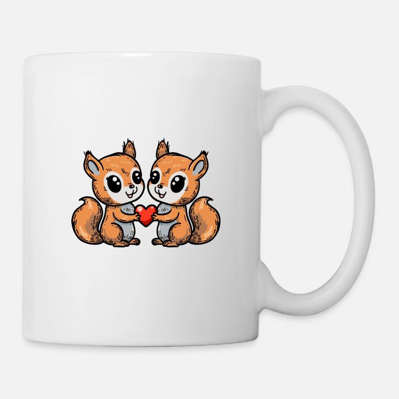 Eichhörnchen Paar Valentinstag - Tasse - Weiß