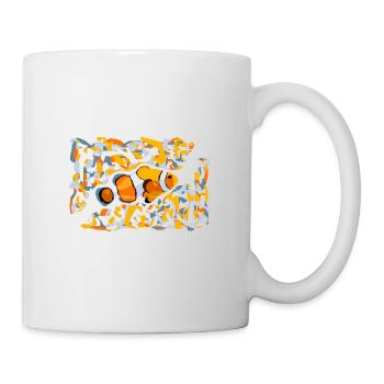 Poisson clown némo fond océean orange jaune - Mug blanc - blanc - Droite