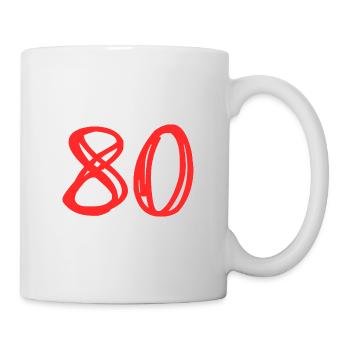 80 JAHRE. 80-JÄHRIGES JUBILÄUM. GEBURTSTAG 80 JAHRE. - Tasse - Weiß - Rechts
