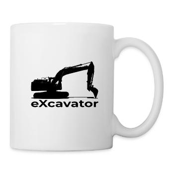 An excavator is a heavy construction machine - Mug - white - Right