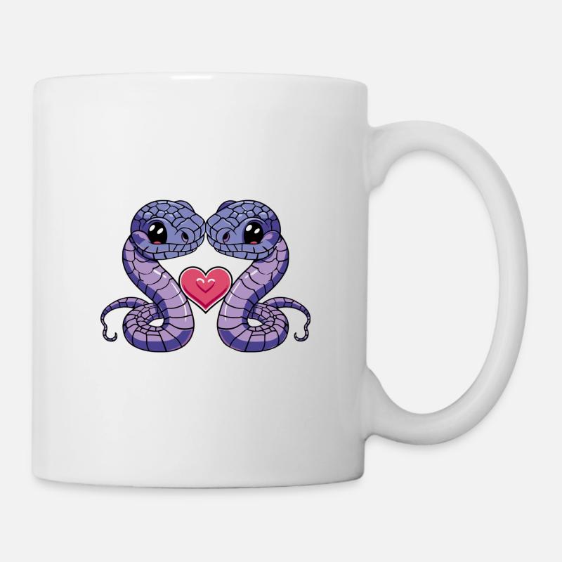 Schlange Kobra Paar Valentinstag - Tasse - Weiß