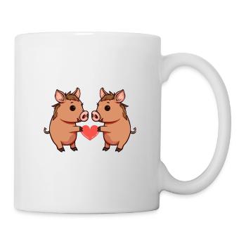 Couple de sangliers Saint-Valentin - Mug blanc - blanc - Droite