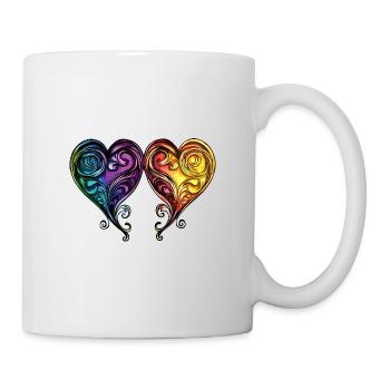 Herzen Ornament Floral - Tasse - Weiß - Rechts