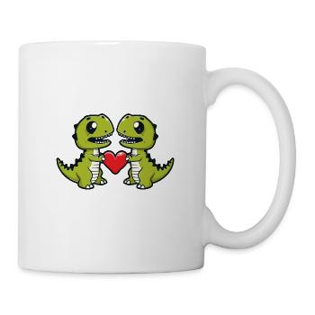Dinosaure T-Rex Couple En Amour Saint Valentin - Mug blanc - blanc - Droite