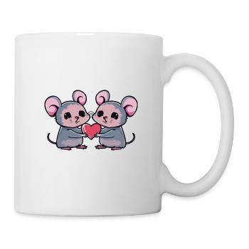 Maus Paar Valentinstag - Tasse - Weiß - Rechts