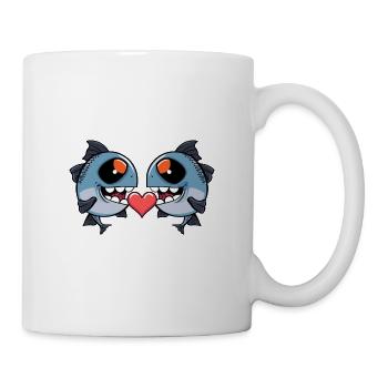Piranha Paar Fische Valentinstag - Tasse - Weiß - Rechts