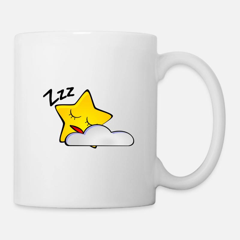 Schlafiger Stern mit Wolke - Tasse - Weiß