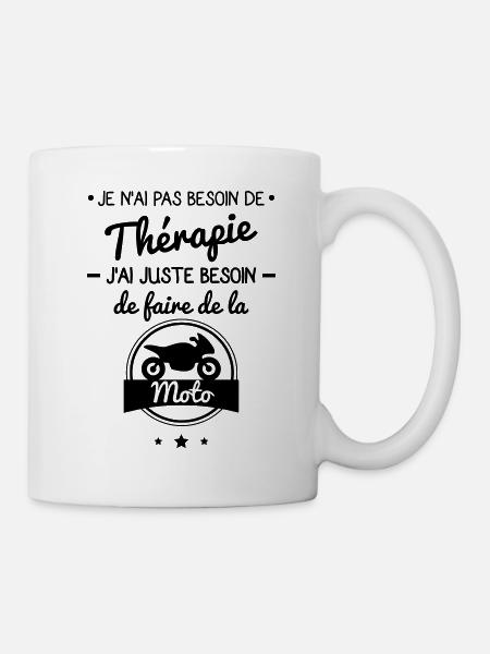 Thérapie, tee shirt moto,motard - Mug blanc - blanc
