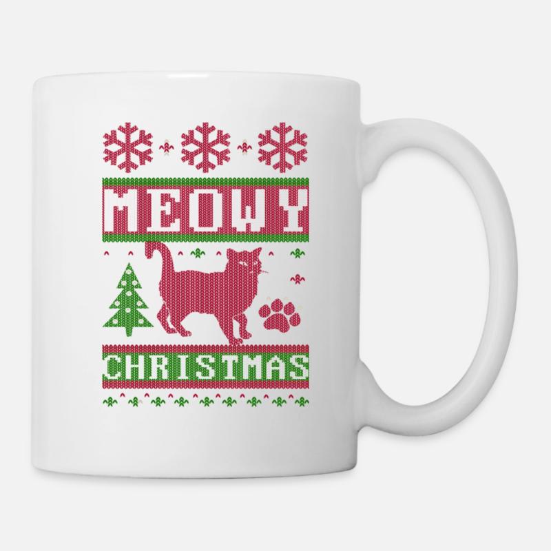 Meowy Ugly Christmas Gift Ideas Sweater - Christmas - Mug - white