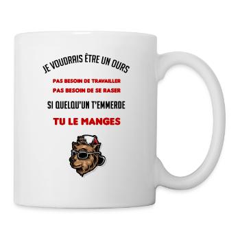 je voudrais être un ours cadeau humour drôle fun - Mug blanc - blanc - Droite