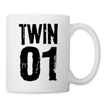 Twin 01 02 Zwillinge Partnerlook Zwilling Geschenk - Tasse - Weiß - Rechts