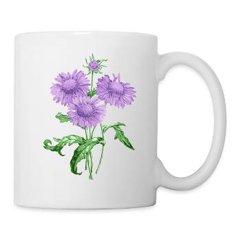 Sommerblume mit violetten Blüten - Tasse - Weiß - Rechts