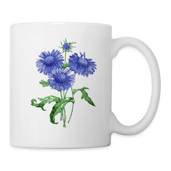 Sommerblume mit blauen Blüten - Tasse - Weiß - Rechts